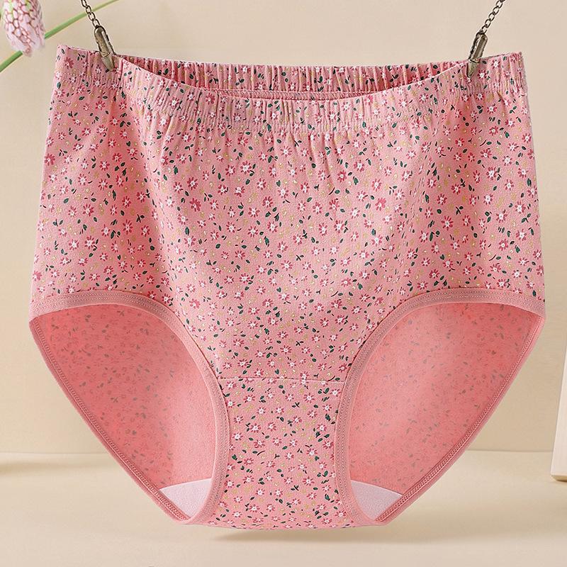 Plus Size Women Summer Jacquard High Waist Belly Wrap Hip Comfortable Antibacterial Crotch Triangle Briefs