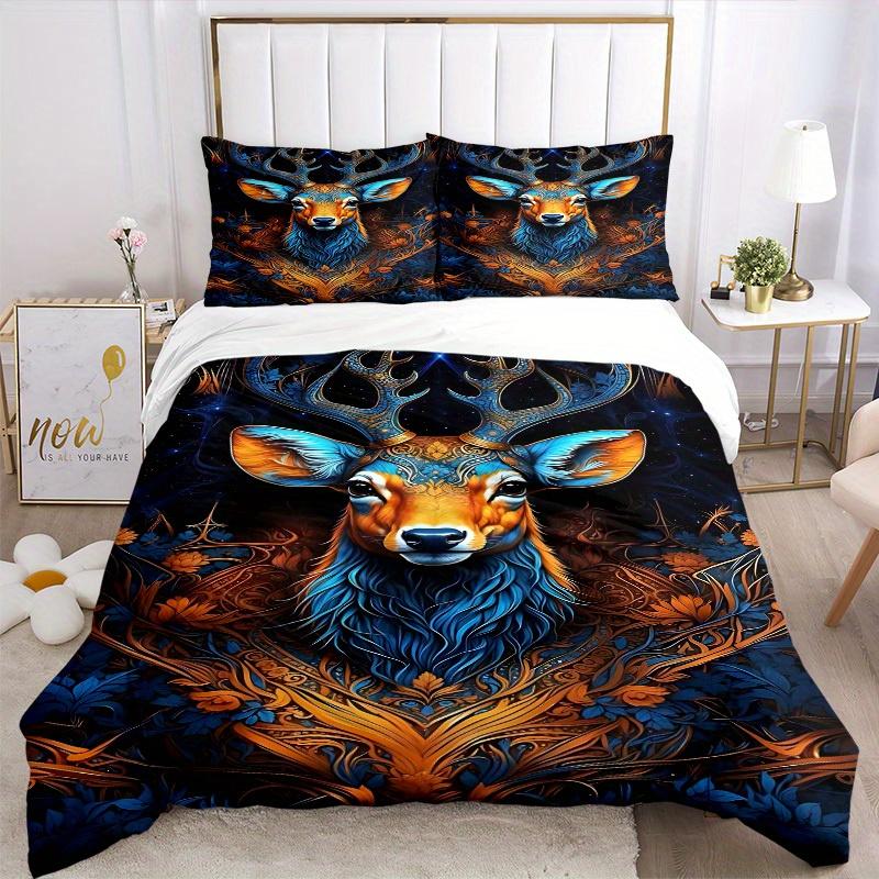 3pcs Fantasy Deer Soft Comfortable Bedding Set, For Bedroom, Guest Room And Dorm, All - Season Use, High-Definition Printing136