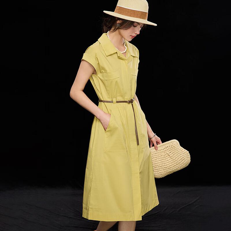 Wudao Summer Lapel Belted Shirt Dress