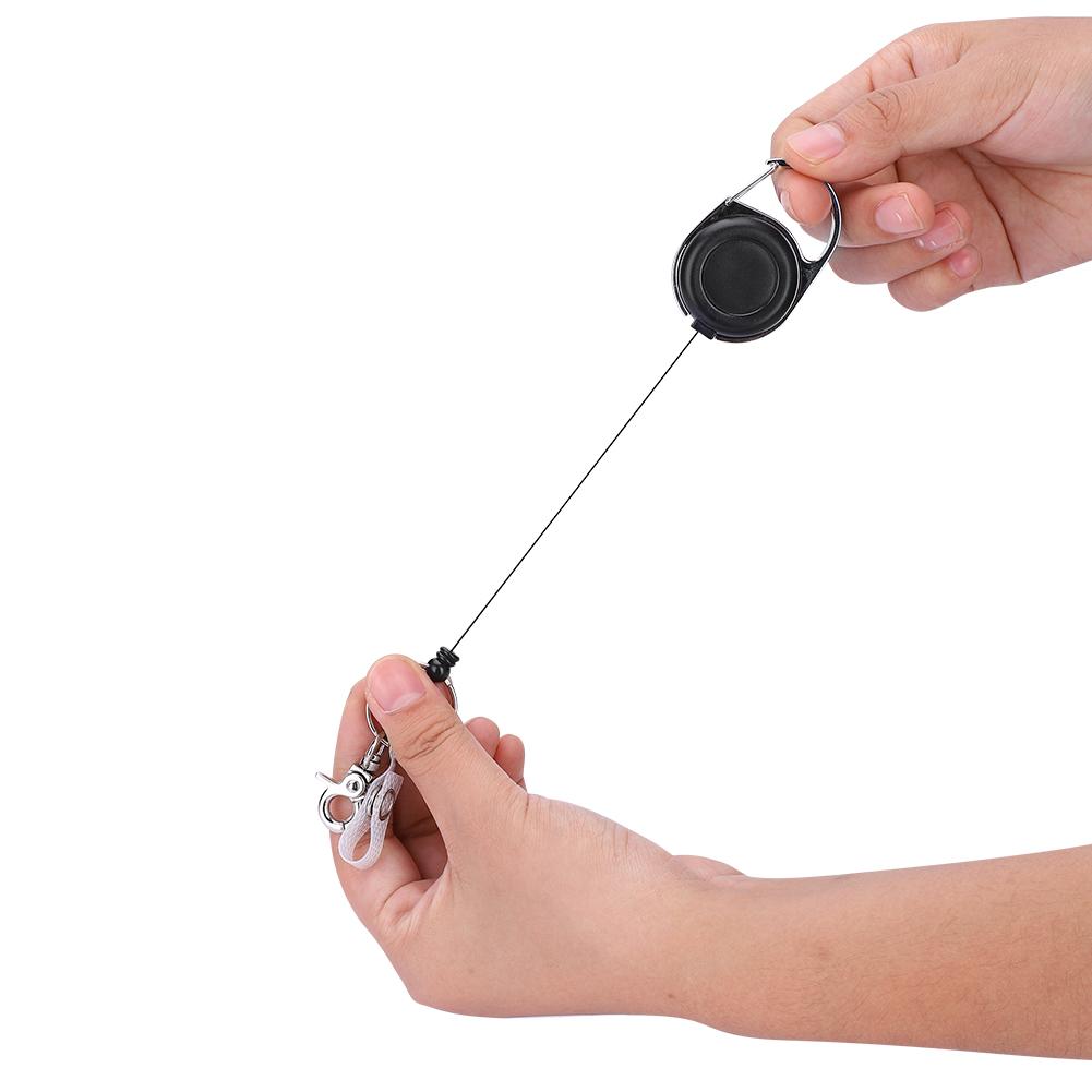 60cm Nylon Wire Rope Retractable Key Ring Keychain Recoil Keyring for Outdoor Use