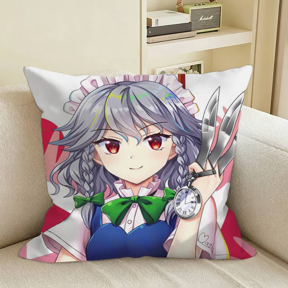 SakuyaS IIzayoi TTouhou Square Sofa Pillow Cover Solid Color Living Room Home Decor Cushion Case