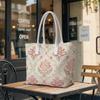 Elegant Floral Pattern Tote Bag Daily Use Large Capacity Handbag