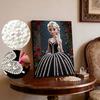 Disney Pearl Painting Princess Elsa Black Dress Rose Creative Art Exquisite Landscape Sparkling Painting Craft Home Wall Decoration DIY Handmade Gift