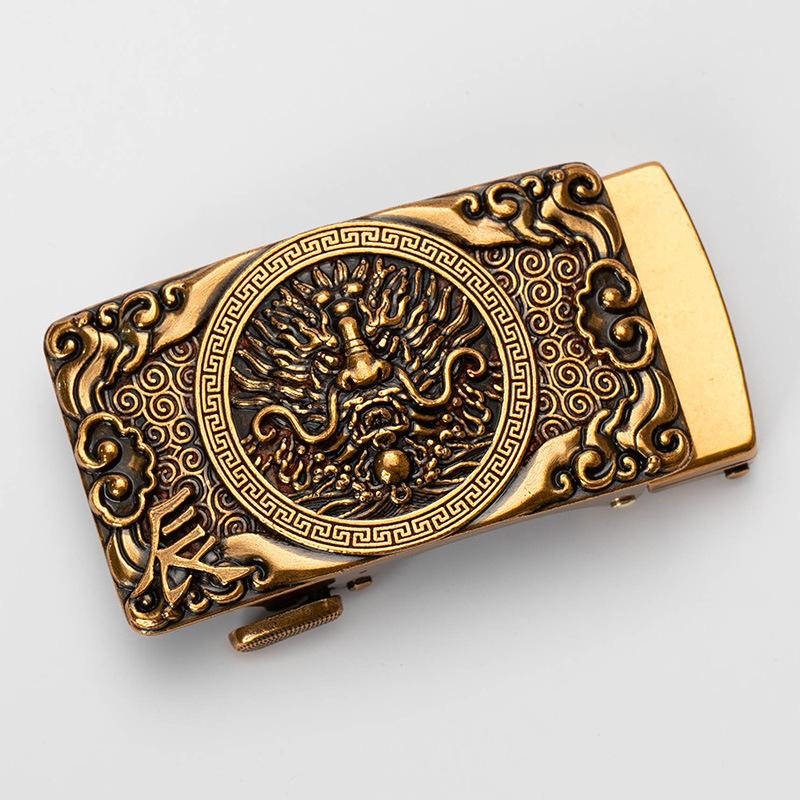 Zodiac Herren Automatik Gürtelschnalle Personalisiert Retro Kupfer 40cm Automatische Zinklegierung Gürtelschnalle