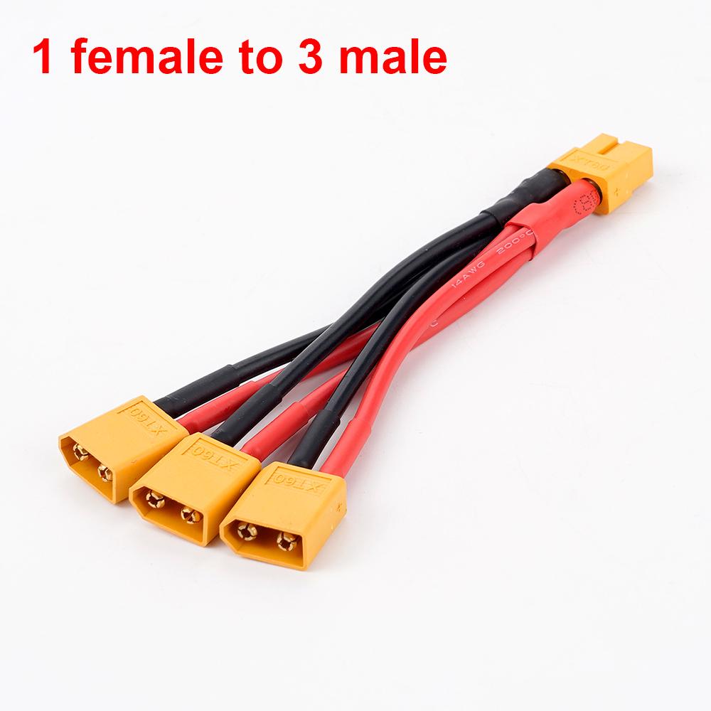 XT60 Male Female Bullet Connectors For RC Lipo Battery Battery Charger Motor 3-Way 14AWG Silicone Wire Dual Extension