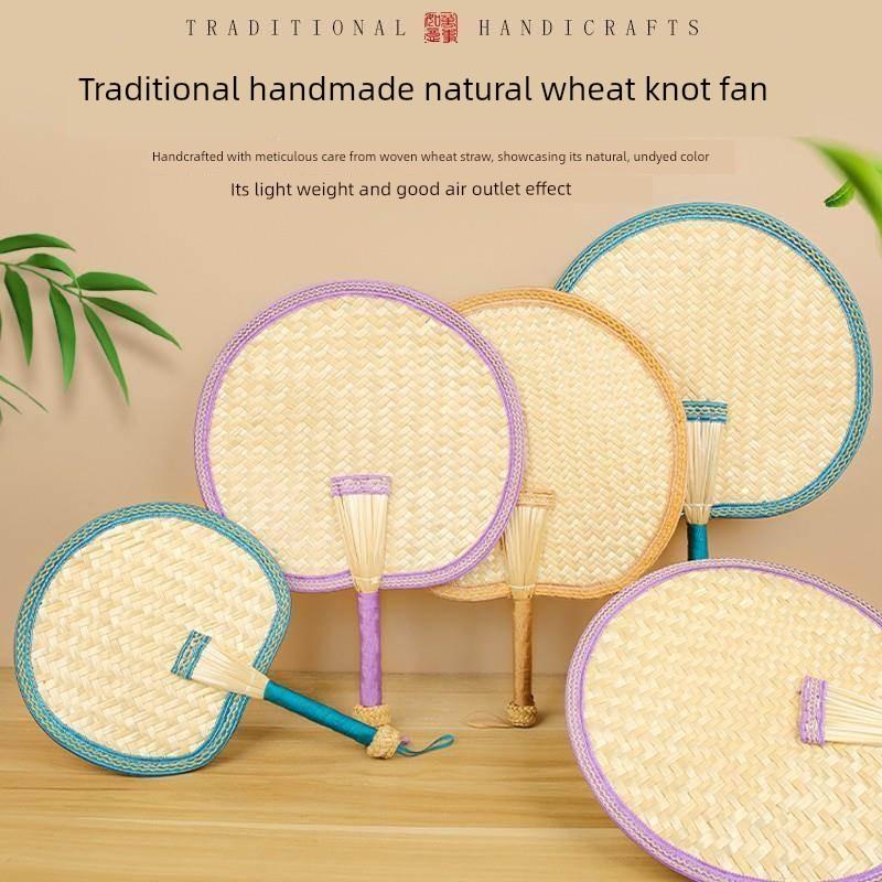 Durable Old-Fashioned Hand-Woven Bamboo Fan for Children and Babies, Portable Winter Vintage Banana Leaf Fan