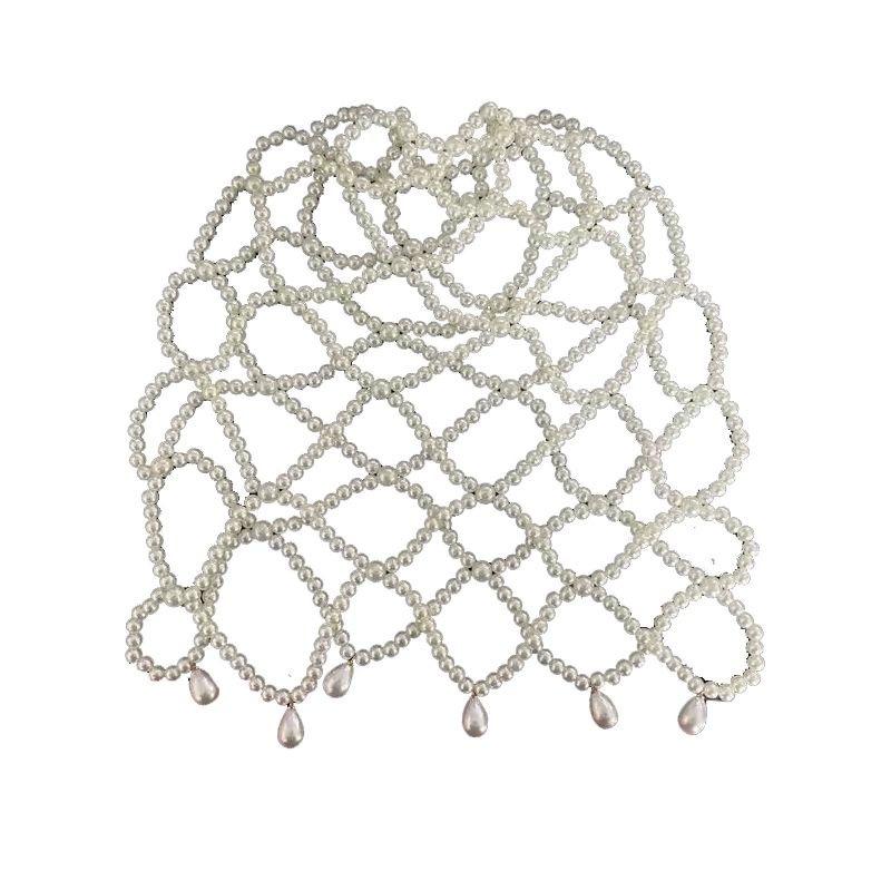Modische Netz-Haaraccessoires Komplett Handgefertigt Perlen-Hutkette Braut-Kopfschmuck Quaste Modische Haarkette