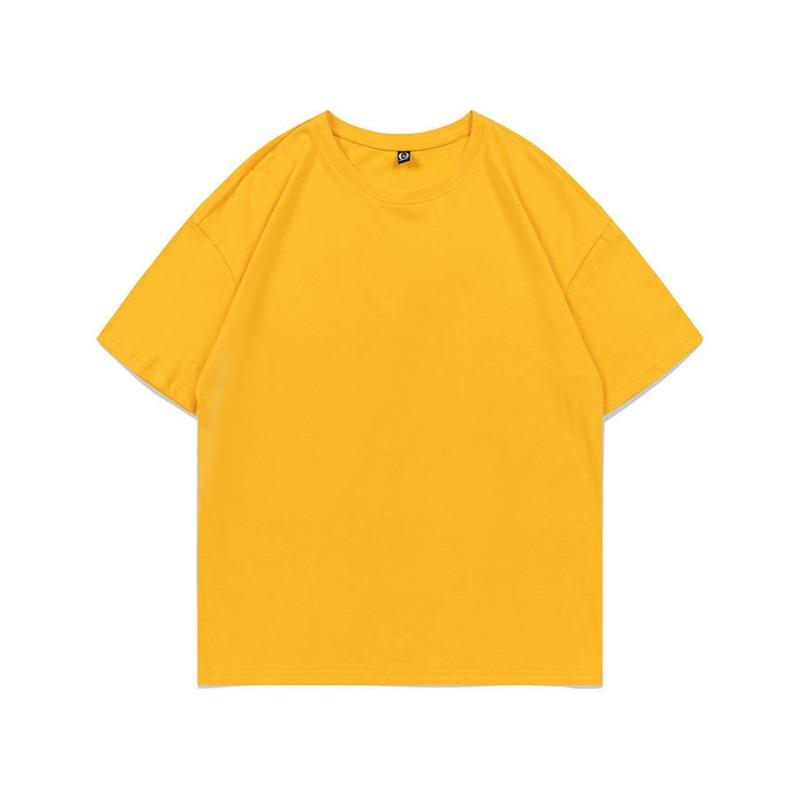 Summer new 200g pure cotton small shoulder youth campus sports and leisure loose solid color round neck short sleeves