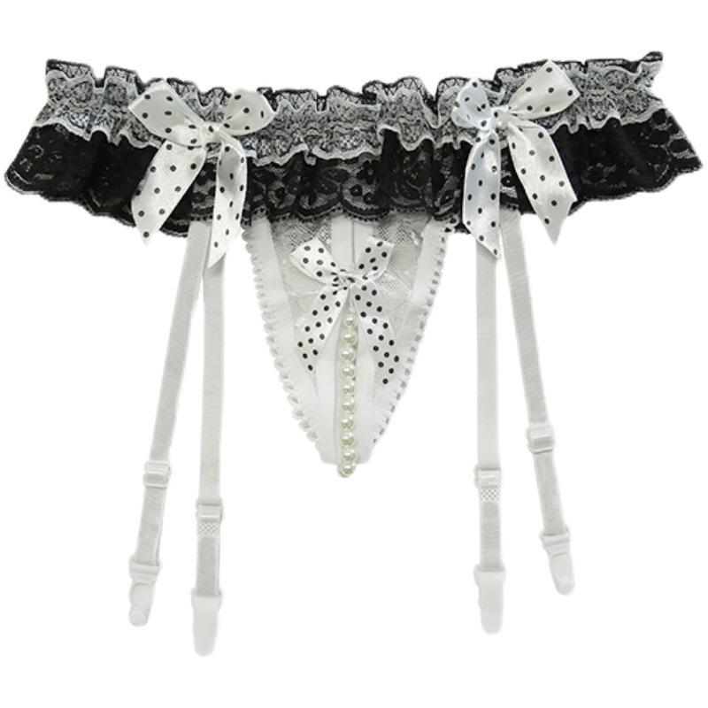 Sexy Panties Sexy Lace Pearl Thong Free Crotch Integrated Garter Belt Passion Temptation