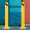 Safety Bollard 48"x4.5" Safety Barrier Bollard 4-1/2" OD 48" Height Yellow Powder Coat Pipe Steel Safety Barrier with 4 Free Anchor Bolts for