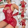 Women's Size Net Style Dress and Gloves Set Red Sleepwear and Lingerie