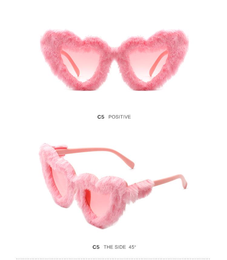 European-American Fashion Irregular Heart-Shaped Sunglasses - Plush, Fluffy, Quirky Love Heart Design (2022)