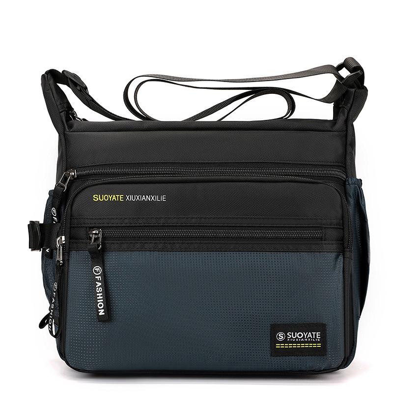 

Новая мужская наплечная сумка многослойная большой вместимости сумка через плечо мужская модная универсальная мужская легкая дорожная водонепроницаемая сумка темно-синий