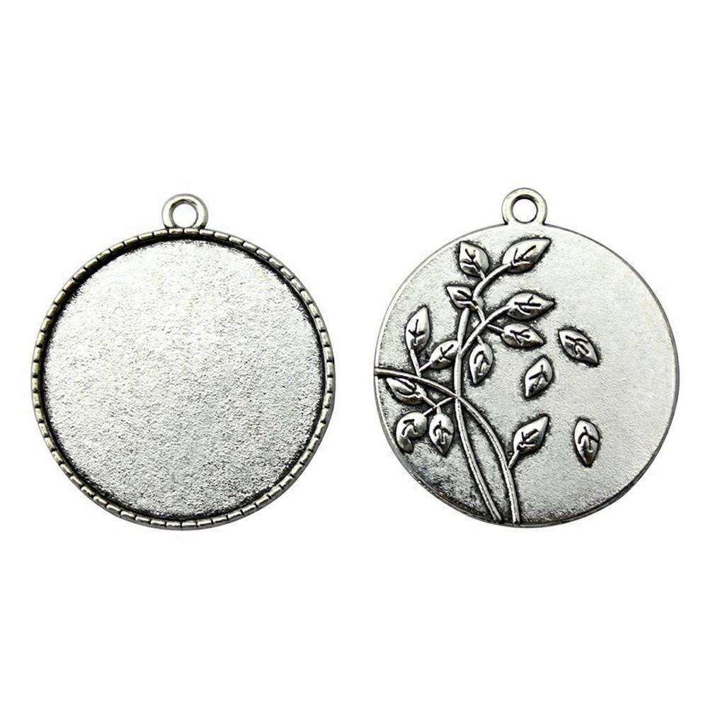 Metal Vintage Owl Pendant Charms Bezel Base Fit 30mm 35mm Flat Frames For Resin Art