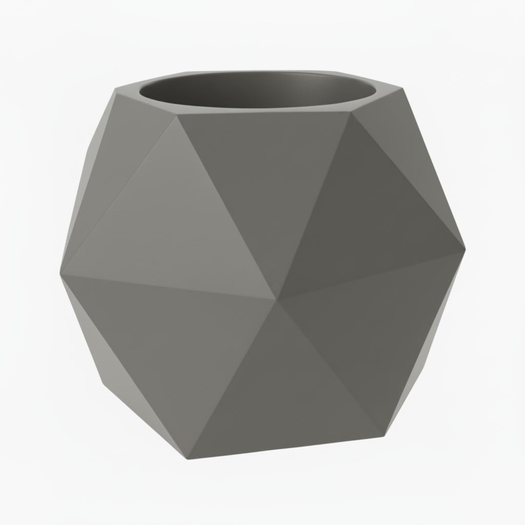Hanging Flowerpot with a Gray Geometric Plant Cover