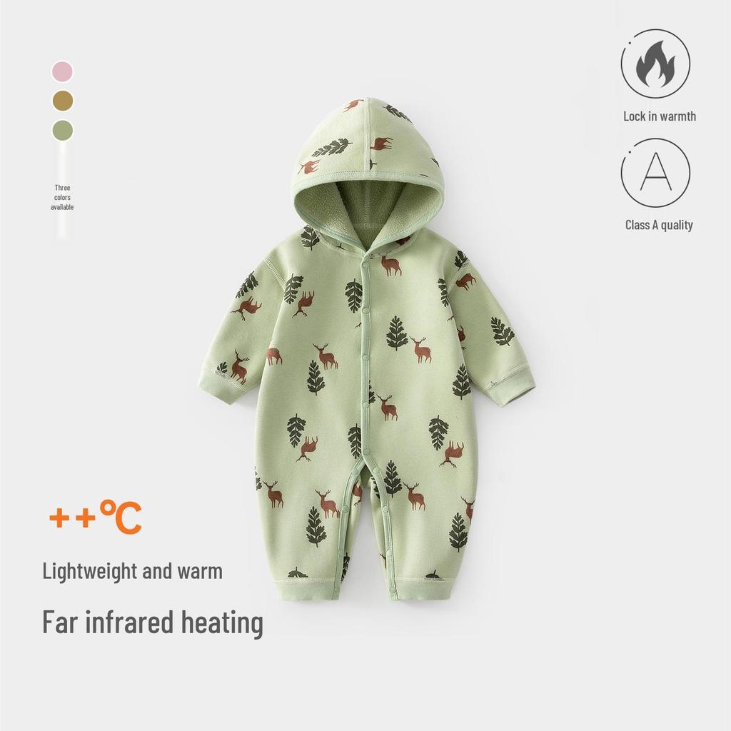 Newborn Warm Hooded Baby Jumpsuit for Autumn/Winter - Boys & Girls Crawling Romper