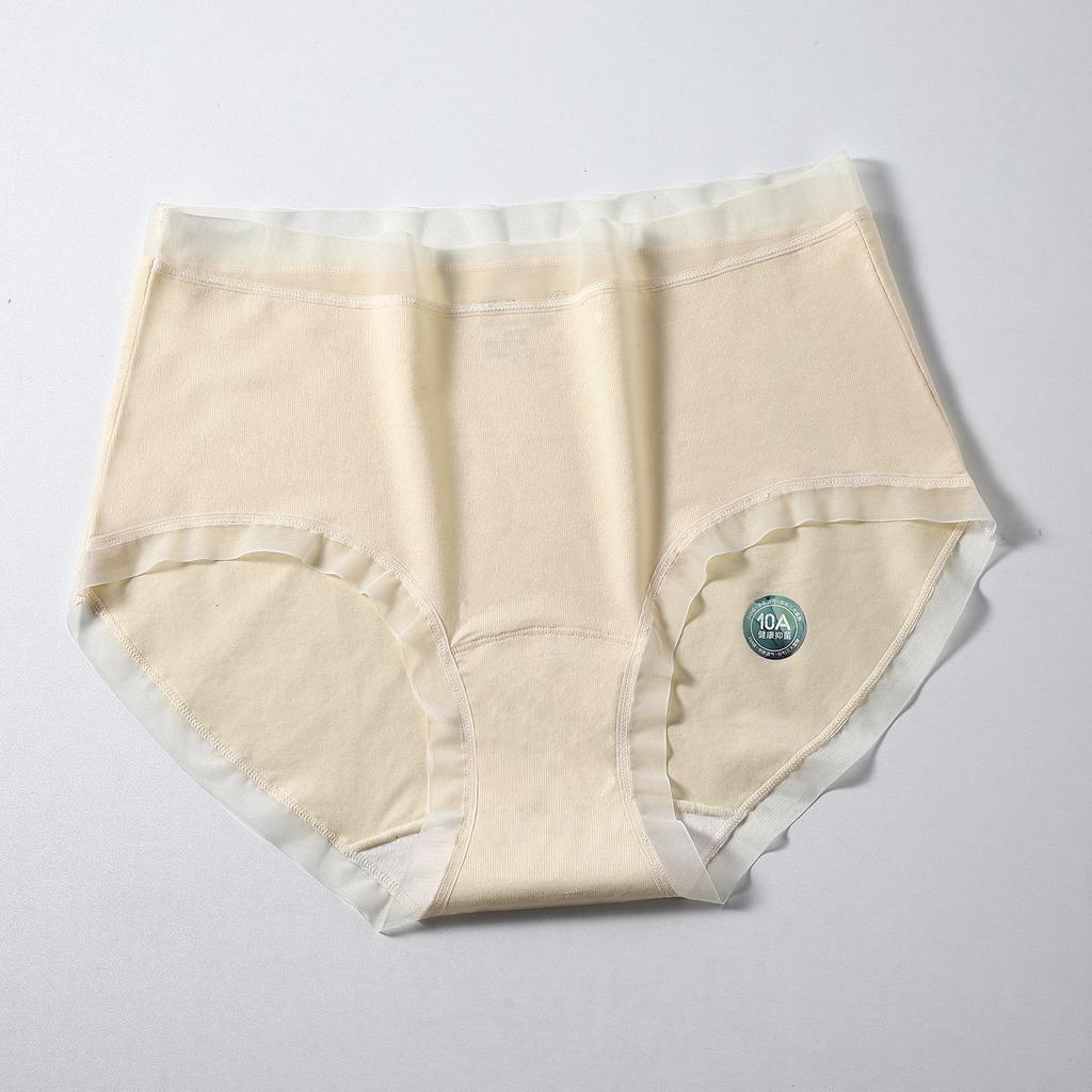 Women's Spring and Summer Lace Side Skin Friendly Breathable Antibacterial Middle Waist Triangle Briefs