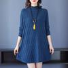 Half Turtleneck Knitted Dress for Women In Autumn and Winter Long-sleeved Mid-length Sweater Loose and Casual Pullover