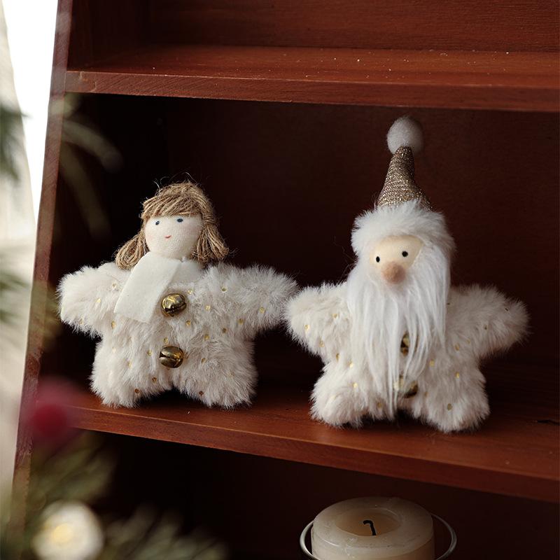 White Plush Doll Christmas Tree Ornament Cute Hanging Decoration For Christmas Holiday Decor Christmas Doll Hanging Decor