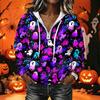 Women's Halloween Print Long Sleeve Hoodie Pullover Sweatshirt