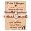 Pink Zebra Bracelet Set with Butterfly, Bear, and Heart Pendants - Mother-Daughter Best Friend Gift for Women