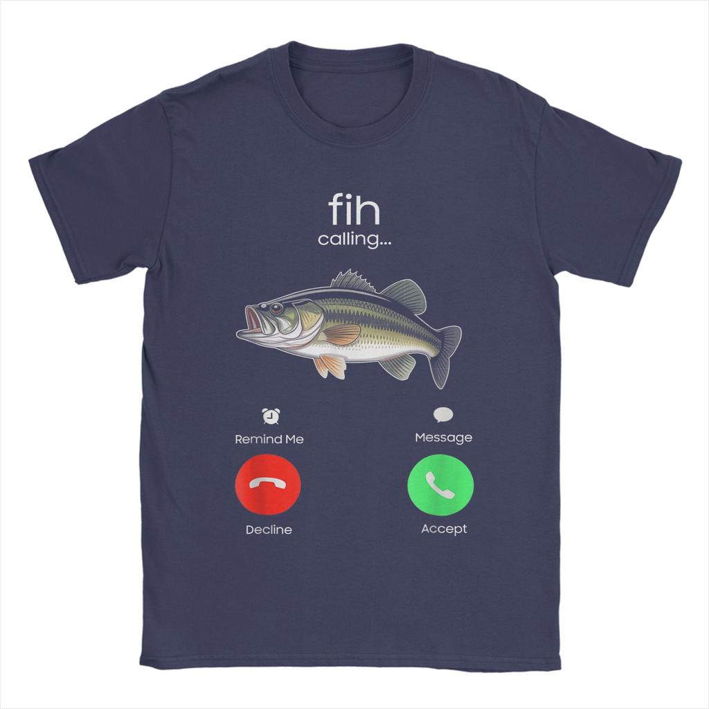 Fih Calling Remind me Message Decline Accept Phone Call Fish TShirt for Men Cotton Tee Shirt Short Sleeve T Shirt Plus Size