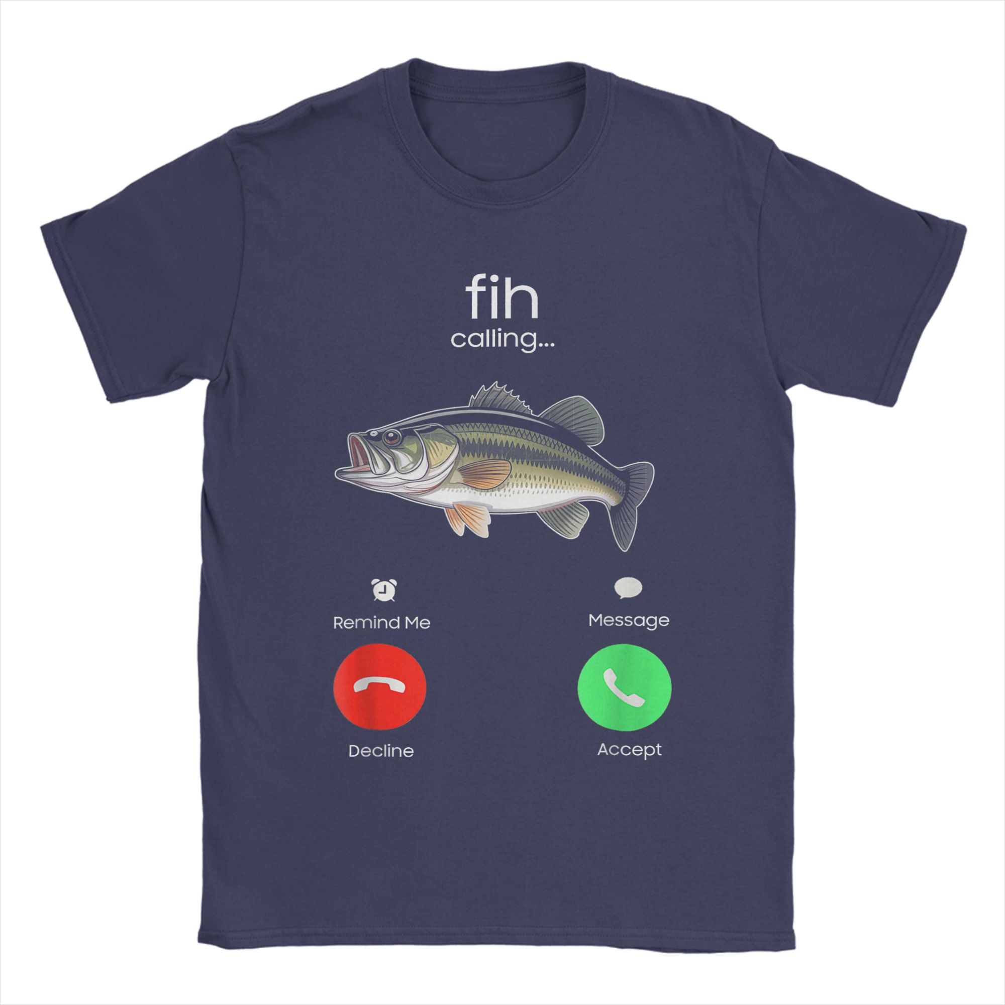

Fih Calling Remind me Message Decline Accept Phone Call Fish TShirt for Men Cotton Tee Shirt Short Sleeve T Shirt Plus Size 4XL