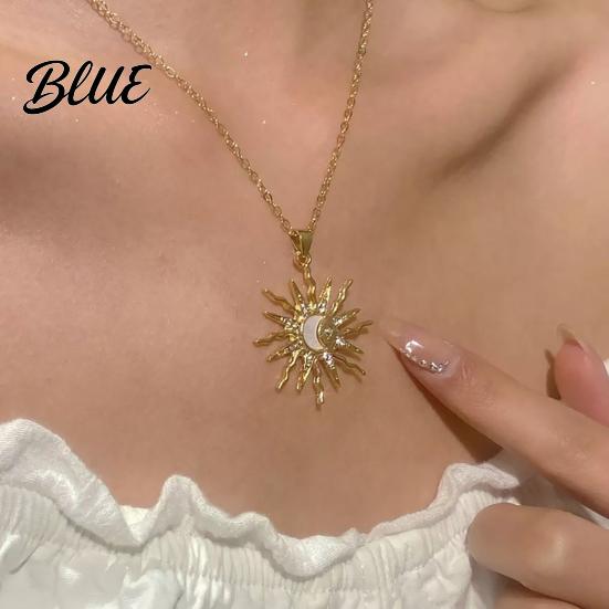 Wear-resistant Necklace Gold Plated Sun for Women Moon Temperament Enhancing