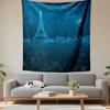 Paris Eiffel Tower Night Tapestry Wall Hanging, Blue Cityscape Art, Travel Wall Decor for Bedroom Living Room Dorm