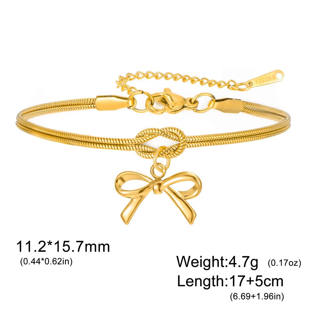 Cazador Gold Color Bowknot Love Knot Chain Bracelet Stainless Steel Trendy Bracelets for Women Girls Jewelry Mother's Day Gift