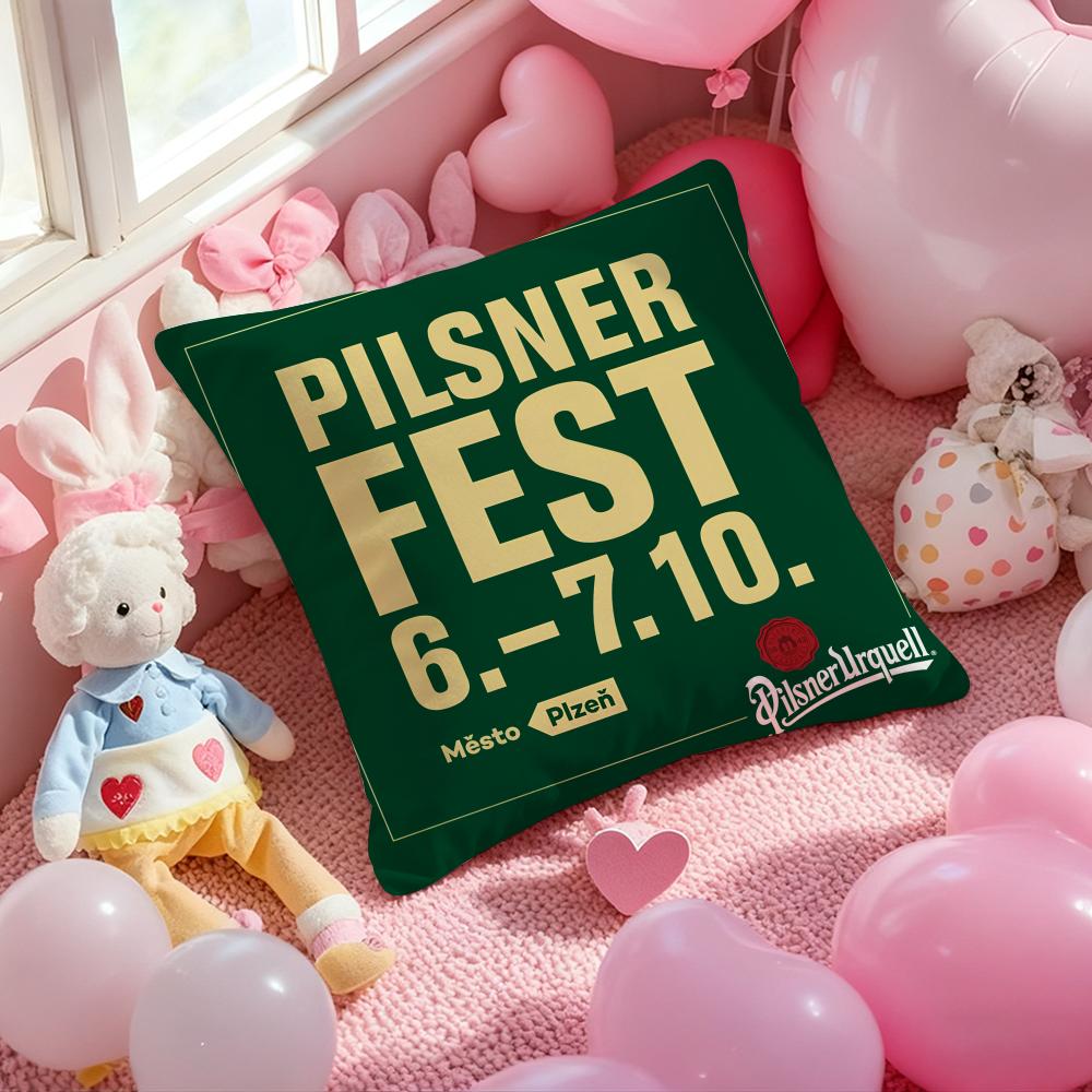 Beer P-Pilsner U-Urquell Cushion Cover Pattern Printed Pillowcase for Living Room Sofa Cushion Cover & Bedroom Decor