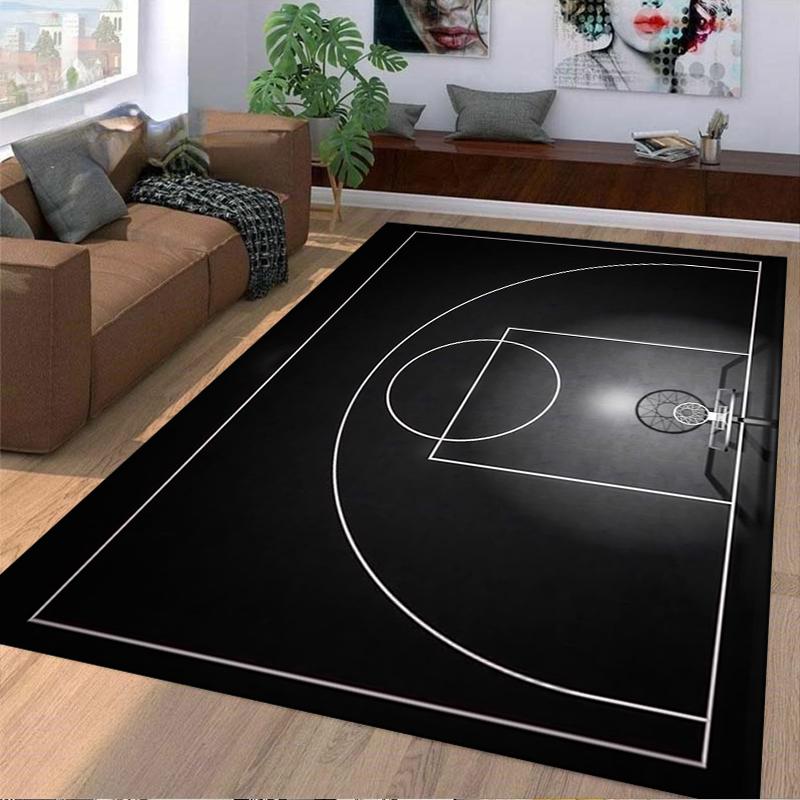 Basketball Court Pattern Black Carpet for Bedroom or Living Room Suitable for use as an anti-slip for living room bedroom sofas