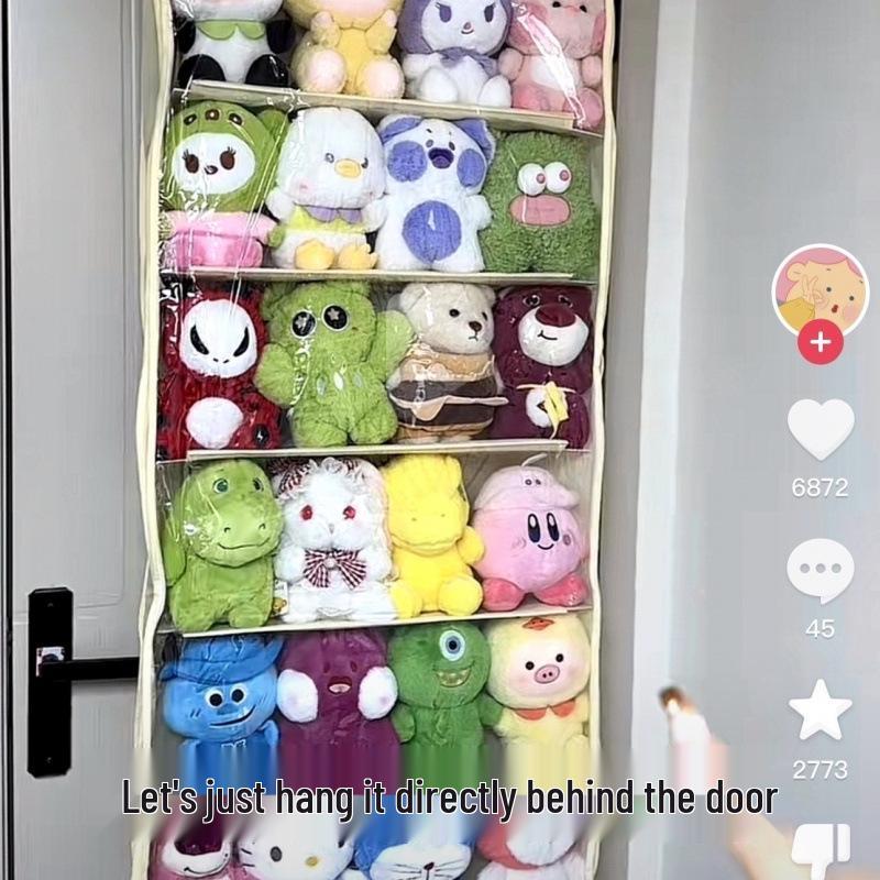 Plush Doll Hanging Storage Bag: Moisture & Dust-Proof Door & Wall Organizer