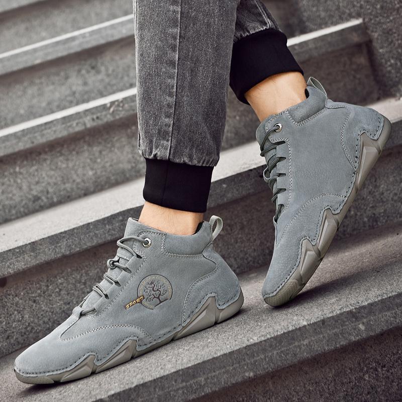 2024 new autumn and winter velvet cotton boots high top outdoor casual pigskin sports boots