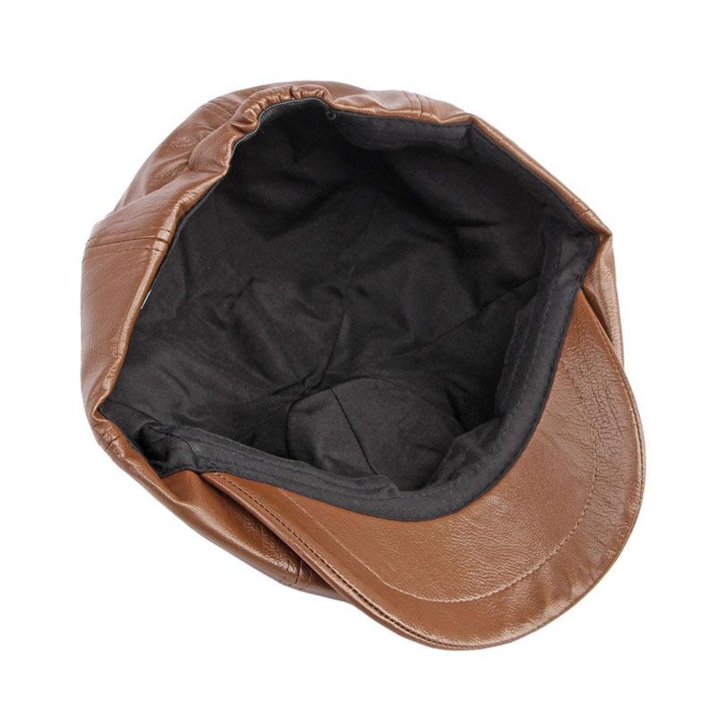 Menns Peaky Blinders Hat Dame Retro PU Leather Flat Cap Beret Newsboy Cap