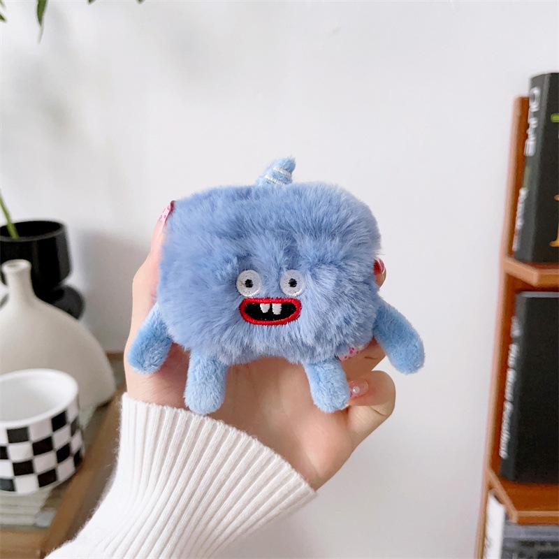Housse d'écouteurs en peluche moelleuse et mignonne, style dessin animé monstre, pour Airpods Pro 4 3 2 1, Housse de protection pour casque pour Air Pods Pro 2 Airpods 3