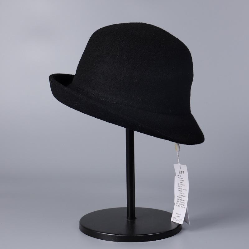 Japanese-style Rolled Edge Elegant Versatile Australian Wool Bucket Hat for Women 2025 Winter New Simple Wool Fisherman Hat