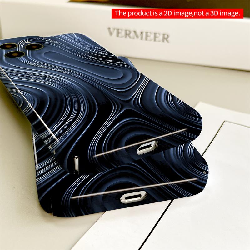 2DFlat Fluid Blue Waves Phone Case All inclusive film hard iPhone case, compatible with iPhone 18 Pro Max 17 16 15 14 13 12 11