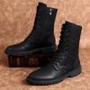 Fashion Boots for Men Black Brown  Sewing Men Boots Rubber Casual Shoes Mens Cow Leather Winter Boots Plus Size 36-50 51 52
