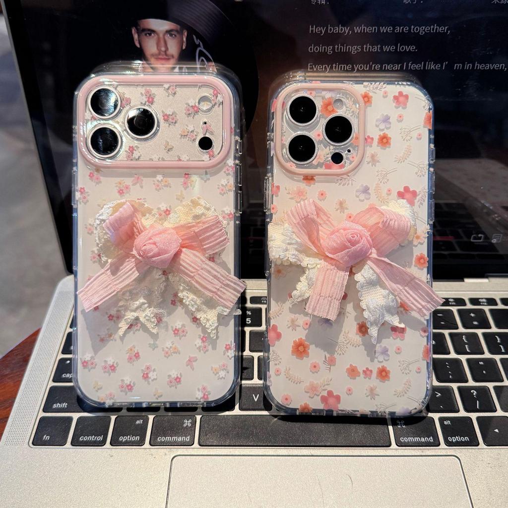Floral 3D Bow Phone Case for iPhone 17/15 Pro Max/14/15
