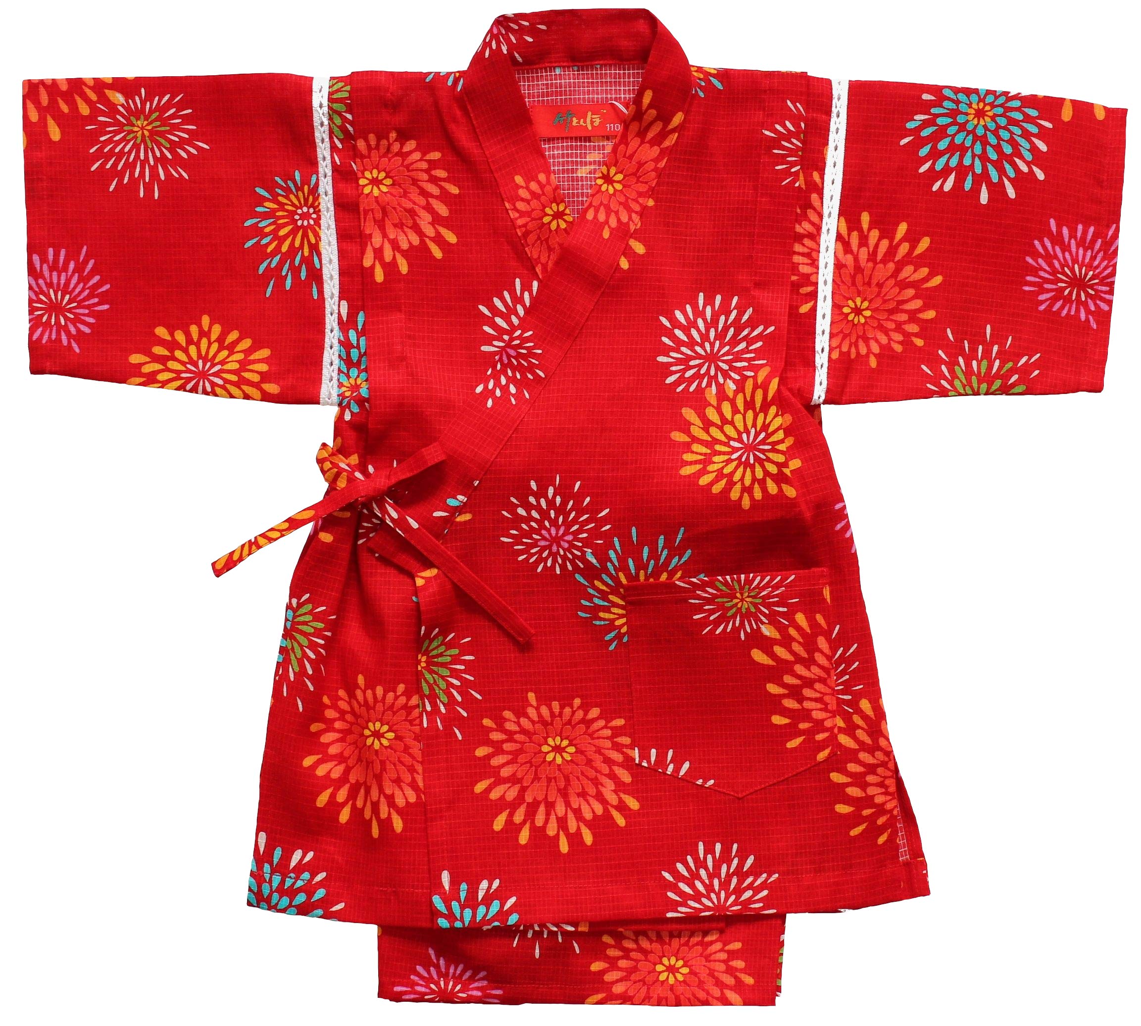 

Fireworks Made in Red Summer Summer Room Wear [Warudo] Children s Jinbei, Girls, Kids, Jinbei, Pattern, Red, Japan, Plum, 100% Cotton, Sizes 90, 100, красный