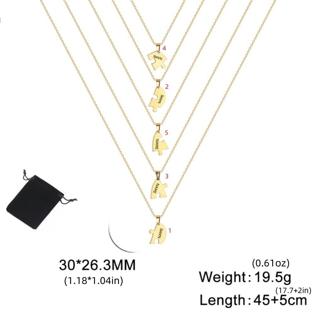 Customized Name Heart shaped Puzzle Necklace Stainless Steel Personalized Love Puzzle Friendship Necklace Family Jewelry Gift