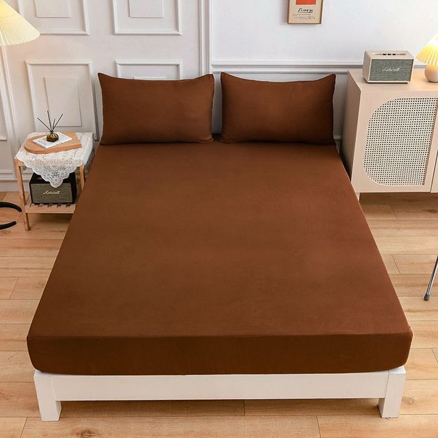 Solid Color Fitted Sheet Single And Double Bed Sheet Simple High -Grade Bed Sheets Soft Mattress Cover Sheet Protector