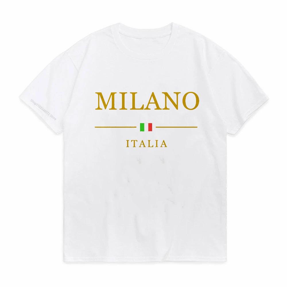 Herren Sommer modisches lässiges T-Shirt MILANO ITALIA Muster bedruckt Sport Rundhals Kurzarm T-Shirt Atmungsaktive T-Shirts