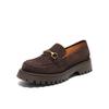Belle Texture Retro Horse Head Buckle Loafers for Women