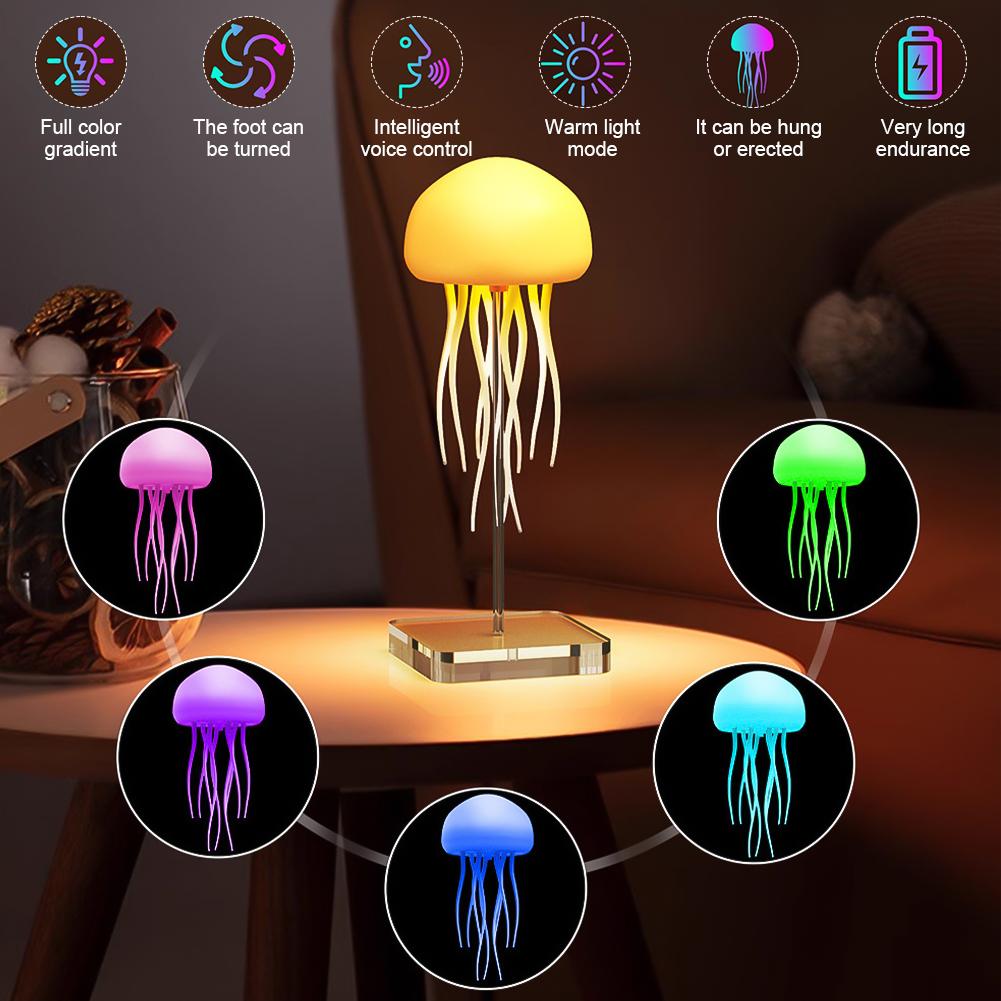 Gradient Intelligent Voice-Controlled Jellyfish Light Smart Touch Foot Bedroom Atmosphere Light Type-C Charging