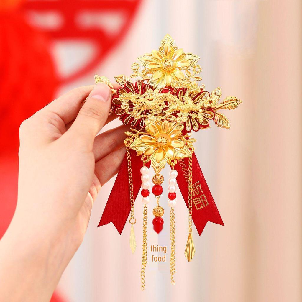 Premium Dragon and Phoenix Wedding Corsage Set for Bride and Groom - Elegant Boutonniere Pins