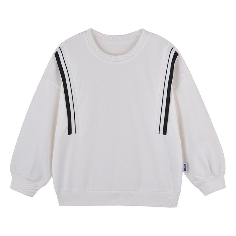 

Детская толстовка, осень 2023, пуловер с круглым вырезом для мальчиков, свободная футболка 90cm белый