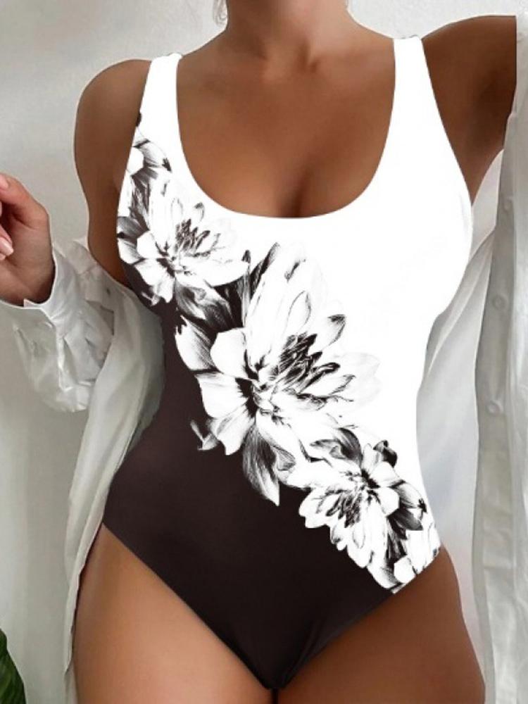 Striped Sports Swimsuit Women Swimwear White Black Simple Fashion One Piece Bodysuit Swimming Suit Summer Bathing Bikinis