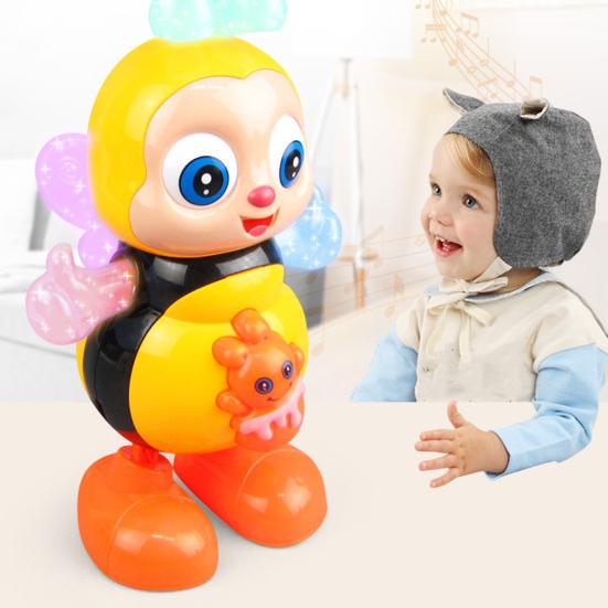 Yousheng Electric Singing Dancing Bee Toy with Music LED Light Toddlers Boys Girls Interactive Wiggling Bee Toy Children Educational Cartoon Animal